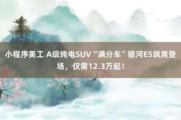 小程序美工 A级纯电SUV“满分车”银河E5飒爽登场，仅需12.3万起！